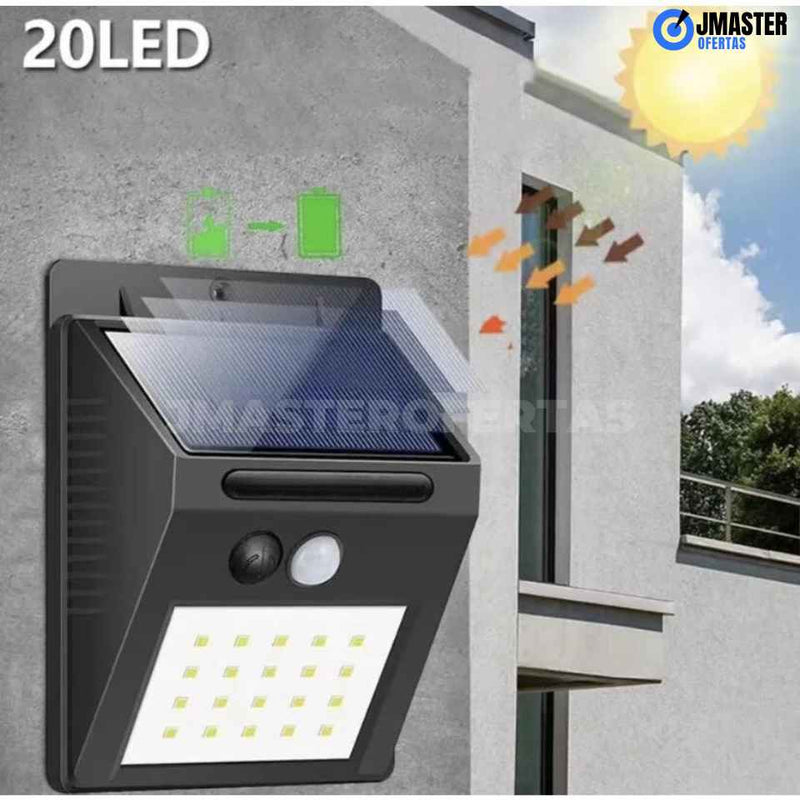 LumiSolar MASTER, com sensor de movimento e painel solar.